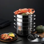 다목적 찜솥 28cm 스테인레스 스틸 2단 5단 찜기 만두 찐빵 요리용 스팀냄비 찜냄비 찜통 찜판 - 이미지 6