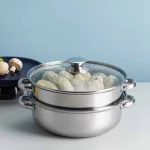 다목적 찜솥 28cm 스테인레스 스틸 2단 5단 찜기 만두 찐빵 요리용 스팀냄비 찜냄비 찜통 찜판 - 이미지 4