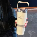 SITARAYURI 900ml 핸들 텀블러 듀얼음수 이중진공 빨대 보온 보냉 스텐 콜드컵 - 이미지 4