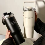 SITARAYURI 900ml 핸들 텀블러 듀얼음수 이중진공 빨대 보온 보냉 스텐 콜드컵