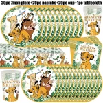 새로운 라이온 킹 생일 장식 라이온 킹 심바 생일 축하 플레이트 컵 냅킨 식탁보 식기 파티 용품 장식 - 이미지 4