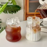 2/4/6PCS INS 유리 컵 내열성 텀블러 Drinkware 투명 차 주스 우유 커피 머그잔 홈 워터 안경 스트라이프 맥주 머그잔 - 이미지 6