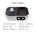 2 in 1 붙지 않는 샤브샤브 냄비 및 철판 멀티 쿠커 바베큐 샤브샤브 냄비(그릴, 스테이크, 라면 및 국수, 전기 요리 냄비 포함) - 이미지 6