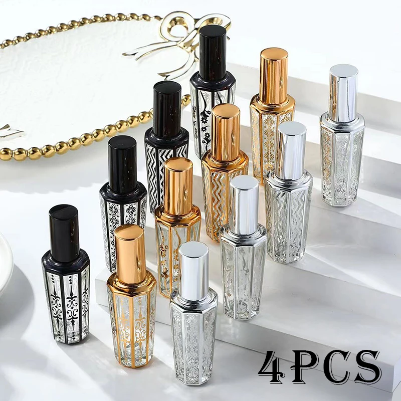 4pcs 15ml 향수병 휴대용 유리 리필 스프레이 병 샘플 빈 용기 여행 향수병