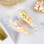 투명 캔디 팝콘 포장 가방, 플라스틱 셀로판 쿠키 선물 가방, 결혼식 생일 파티 선물, 크리스마스 용품, 50 개 - 이미지 2