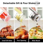 대나무 뚜껑이 있는 유리 향신료 항아리, 미니멀리스트 향신료 라벨 스티커 포함, 접이식 깔때기 주방 향신료 항아리 세트, 12 개 - 이미지 2