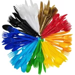 일회용 칼 포크 스푼 칼 붙이 세트 핑크 블루 일회용 식기 생일 파티 장식 웨딩 베이비 샤워 용품 - 이미지 4