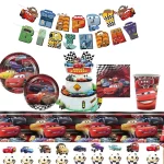 디즈니 픽사 자동차 생일 장식 픽사 자동차 종이컵 접시 식기 용품 어린이를위한 식탁보 풍선 파티 장식 - 이미지 3