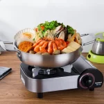 스테인레스 스틸 조리기구 냄비 손잡이가있는 건조 냄비 홈 요리 파에야 팬 해산물 밥 냄비 피크닉 스낵 접시 - 이미지 2