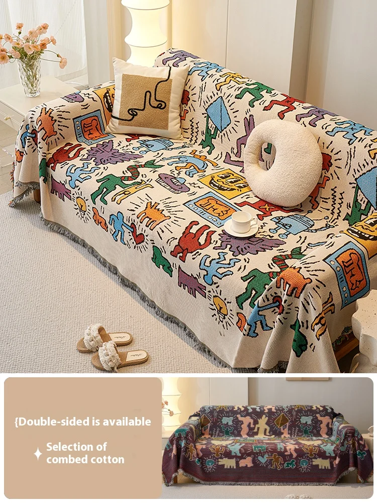 소파 쿠션 천 양면 소파 커버, 두꺼운 미끄럼 방지 소파 커버, 풀 커버 무릎 담요 커버, 소파 담요