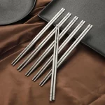 5 쌍 중국 금속 젓가락 가정용 고온 살균 가능 미끄럼 방지 스테인레스 스틸 젓가락 주방 악세사리 - 이미지 2