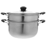 스테인레스 스틸 기선 냄비 두꺼운 기선 수프 냄비 비 스틱 스튜 냄비/김이 나는 그리드 20cm 더블 핸들 요리 스팀 냄비 - 이미지 4