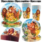 새로운 라이온 킹 생일 장식 라이온 킹 심바 생일 축하 플레이트 컵 냅킨 식탁보 식기 파티 용품 장식 - 이미지 2