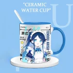 블루 아카이브 머그컵 빈 웨이브 나게 사쿠라다 화이트 울프 바이센 팬아트 세라믹 컵 우유 커피 음료 용기 애니메이션 테마 물병