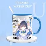 블루 아카이브 머그컵 빈 웨이브 나게 사쿠라다 화이트 울프 바이센 팬아트 세라믹 컵 우유 커피 음료 용기 애니메이션 테마 물병 - 이미지 2