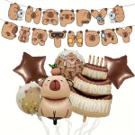 1 세트 만화 귀여운 Capybara 생일 케이크 풍선 생일 파티 배너 장식 어린이 선물 베이비 샤워 용품
