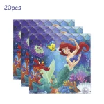 인어 공주 생일 파티 장식 공주 아리엘 종이 냅킨 플레이트 컵 식탁보 풍선 어린이 베이비 샤워 용품 - 이미지 3