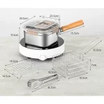 다기능 프라이팬 분리형 캠핑 조리기구 세트, 스테인레스 스틸 캠핑 요리 장비, 딥 프라이어 포트 - 이미지 5