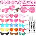 16-160Pcs 개인화 된 웨딩 선글라스 성인을위한 페인트 펜으로 사용자 정의 하트 선글라스 DIY 생일 웨딩 파티 호의