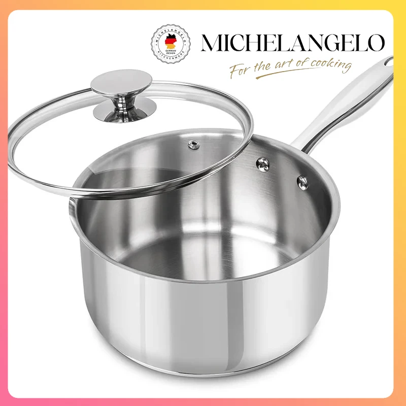 MICHELANGELO 3QT 뚜껑이 있는 소스팬 스테인레스 스틸 수프 냄비 붙지 않는 소스팬 두꺼운 바닥 요리 냄비 유도 호환 가능