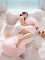 여성용 아이스 실크 롱 베개, 다리 감싸주는 침대 옆 소파 쿠션, 모던 심플 스타일 폴리에스터 충전 홈 데코 베개 - 이미지 3