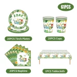 공룡 생일 파티 장식 종이컵 접시 식탁보 밀짚 배경 식기 풍선 아기 어린이 파티 용품 - 이미지 2