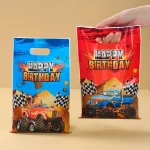 몬스터 트럭 사탕 가방 선물 포장 비스킷 가방 생일 파티 장식 어린이 웨딩 생일 파티 용품 호의 베이비 샤워 - 이미지 2