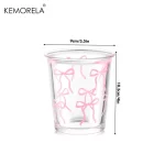 KEMORELA 1/2 팩 보우 유리 컵 핑크 보우 아이스 커피 컵 320ML 컵 귀여운 마시는 컵 숙녀 자매 모임에 적합 - 이미지 6
