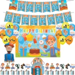 새로운 Blippiing 생일 파티 장식 호일 풍선 배경 배너 케이크 토퍼 아기 생일 파티 용품 - 이미지 2