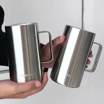 2025 신상품 스테인리스 스틸 커피컵 빨대 포함 여성용 손잡이 컵 고급스러운 디자인 304 스테인리스 스틸 아이스 킹 컵 - 이미지 4