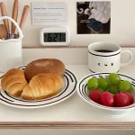 한국 스타일 세라믹 낙서 웃는 얼굴 식기 세트 인용 밥 그릇 커피 컵 마크 컵 식기류 - 이미지 3