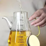 유리 오일 냄비 500/700/900ml 누출 방지 다이아몬드 오일 병 (스케일/뚜껑 포함) 주방 간장 식초 조미료 보관 용기 - 이미지 4