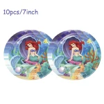 인어 공주 생일 파티 장식 공주 아리엘 종이 냅킨 플레이트 컵 식탁보 풍선 어린이 베이비 샤워 용품 - 이미지 4