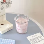 KEMORELA 1/2 팩 보우 유리 컵 핑크 보우 아이스 커피 컵 320ML 컵 귀여운 마시는 컵 숙녀 자매 모임에 적합 - 이미지 2