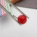 4 쌍 스테인레스 스틸 젓가락 휴대용 여행 금속 젓가락 음식 스시 스틱 미끄럼 방지 재사용 가능 청소가 용이함 - 이미지 5