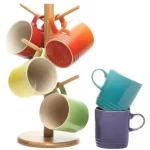 르크루제 쿨 컬러 레인보우 머그 6개 세트 (350-400ml) 우유컵/물컵 유럽 스타일 선물 상자 신선한 스타일 성인용 대용량 - 이미지 2