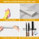 벽용 Leeseph 마그네틱 나이프 홀더, 다목적 스테인레스 스틸 마그네틱 나이프 스트립 나이프 랙, 주방기구 주최자 - 이미지 3