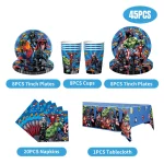 마블 생일 장식 종이컵 접시 어벤저스 파티 용품 식기 식탁보 배경 슈퍼 히어로 풍선 어린이 호의 - 이미지 4