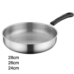 28/26/24cm 스테인레스 스틸 프라이팬 Wok 비 스틱 팬 홈 두꺼운 요리 냄비 가스 스토브 유도 밥솥 범용 내구성