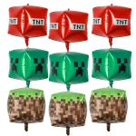 6/4/2Pcs 22inch 내 세계 테마 공예 만화 픽셀 게임 4D 호일 풍선 베이비 샤워 생일 파티 장식 장난감 선물