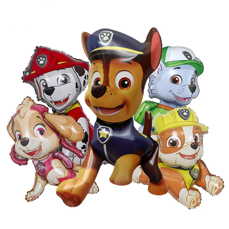 5pcs Paw Patrol 호일 풍선 라이더 체이스 스카이 록키 파편 테마 풍선 생일 파티 장식 어린이 용품 장난감