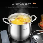 24cm 직경 304 스테인레스 스틸 소스 냄비 LFGB 인증 스튜 냄비 울트라 두꺼운 냄비 통합 성형 주방 끓는 냄비 - 이미지 4