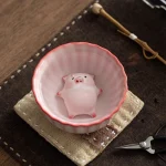 만화 세라믹 티컵 작은 돼지가 바닥 아래에서 거품을 뱉는 재미있는 찻잔 도자기 물컵 머그 - 이미지 2