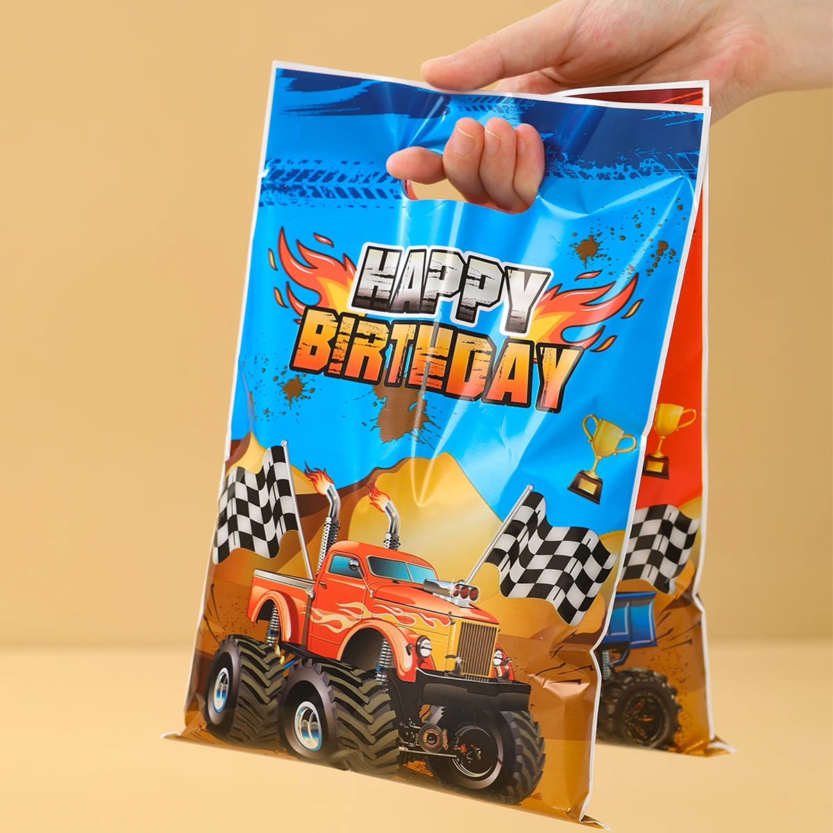몬스터 트럭 사탕 가방 선물 포장 비스킷 가방 생일 파티 장식 어린이 웨딩 생일 파티 용품 호의 베이비 샤워