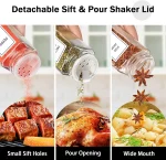 5/12Pcs 유리 스파이스 항아리 대나무 뚜껑 조미료 용기 소금 후추 셰이커 향신료 주최자 주방 양념 항아리 세트 - 이미지 3