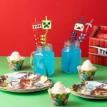 8/16PCS 광부 공예 생일 파티 용품 재사용 가능한 마시는 빨대 8 디자인 세계 픽셀 테마 파티 어린이는 주스 빨대를 선호합니다 - 이미지 4