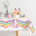 레인보우 유니콘 일회용 식기, 생일 파티 장식, 어린이 유니콘 테마, 웨딩 베이비 샤워, 소녀 용품 - 이미지 3