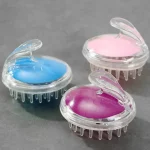 크리스탈 클리어 샴푸 브러시 두피 마사지 모발 성장 샴푸 브러시 실리콘 헤드 마사지 브러시 홈 클린 두피 마사지 빗 - 이미지 2