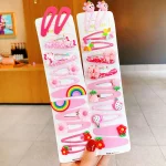 12 개/대 새 여자 귀여운 다채로운 만화 꽃 머리핀 어린이 어린이 사랑스러운 헤어 클립 바레트 패션 헤어 액세서리 - 이미지 6