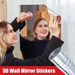 거울 벽 스티커 자기 접착제 광장 소프트 미러 스티커 DIY 아크릴 3D 벽 데칼 스티커 거실 욕실 장식